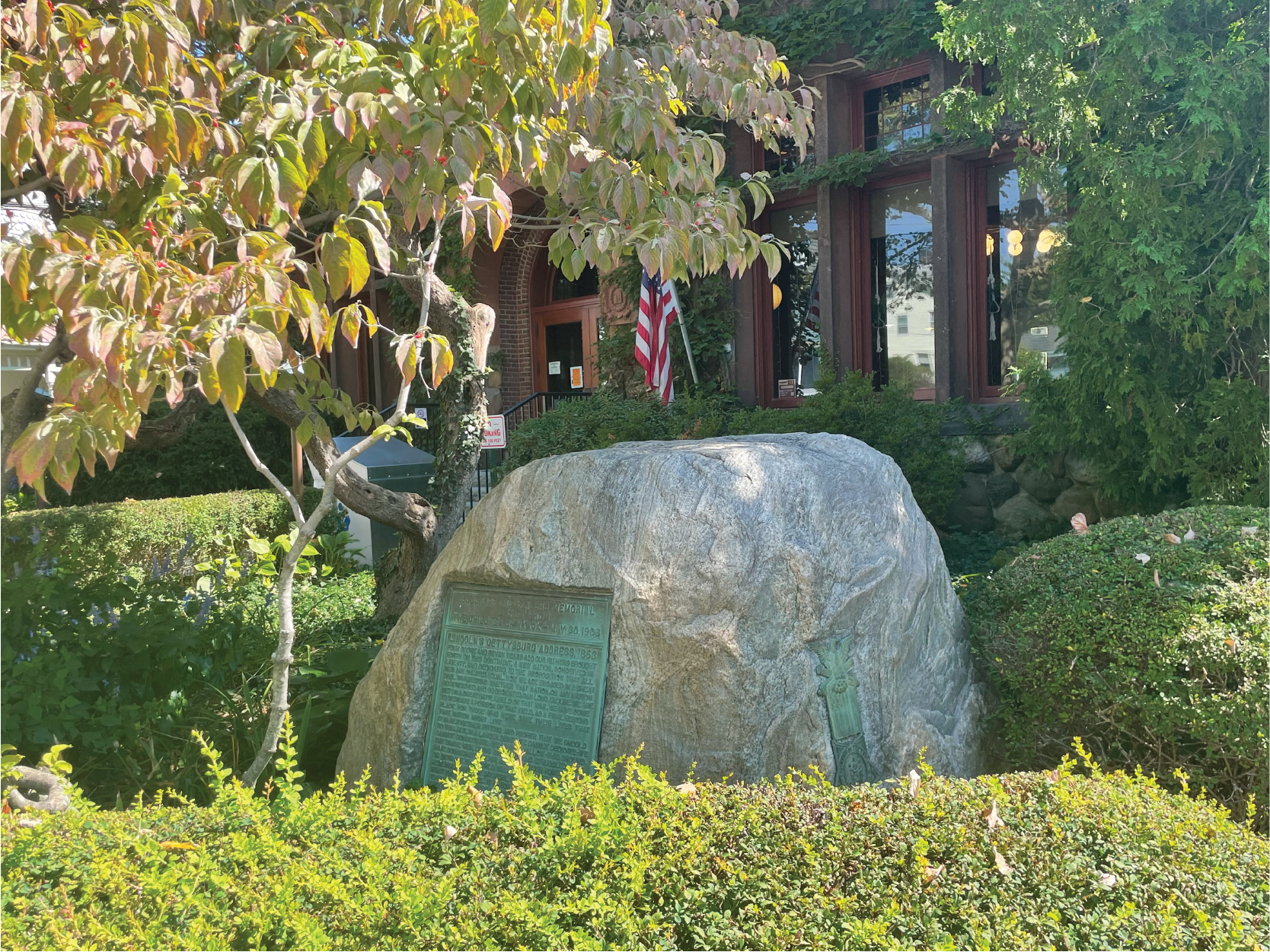 Rock in front of Nyack Library