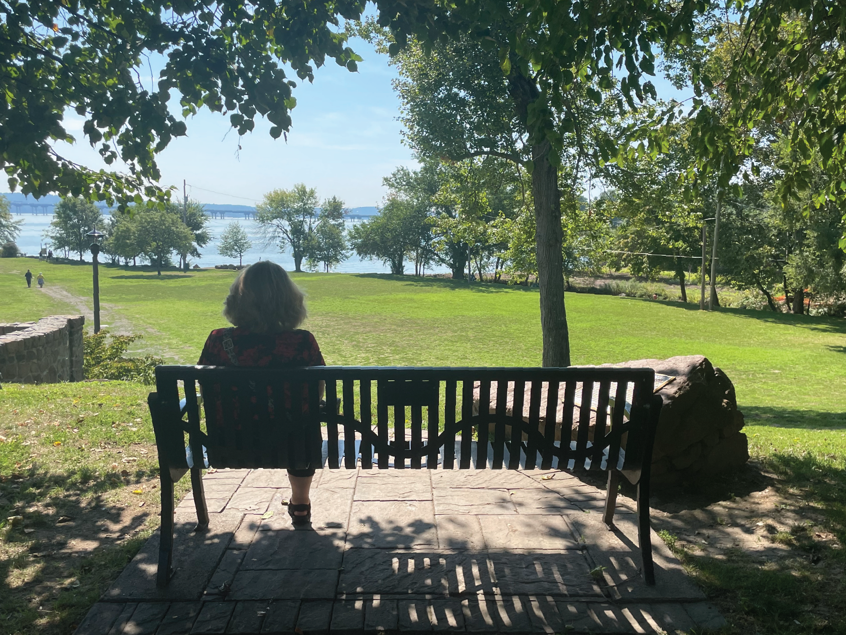 Memorial Bench in Nyack with a Sitting Person